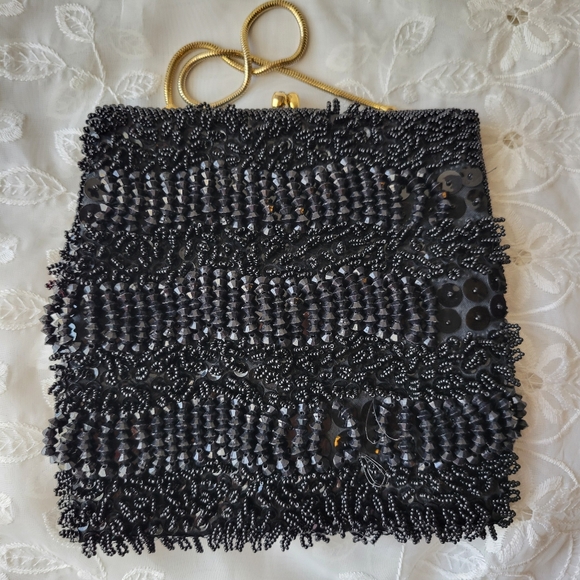 Walborg Richere Black Beaded Purse ~ Vintage ~ 1960s ~ Exquisite! ~ Loose Beads - Picture 5 of 16